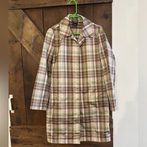GAP Plaid Trench Coat - Brown and Cream